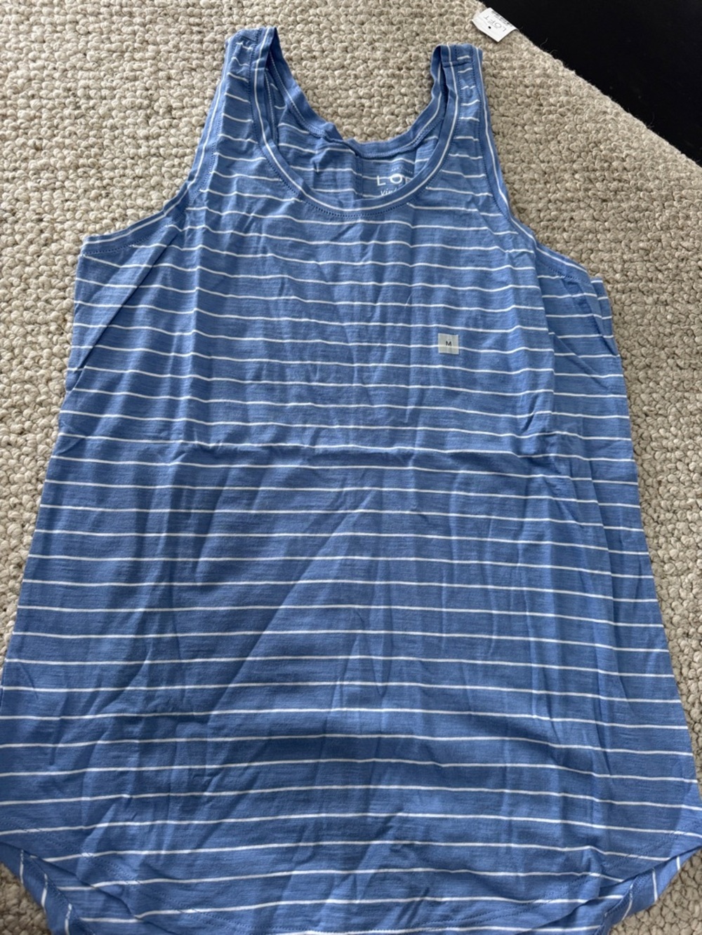 LOFT Blue and White Striped Sleeveless Top